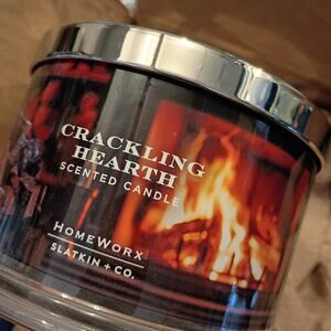HOMEWORX Slatkin+Co. CRACKLING HEARTH Scented Candle 18 oz. Burns 30-55 Hours